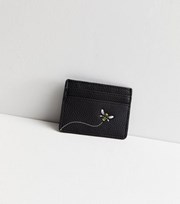 New Look Black Leather-Look Bee Trail Card Holder